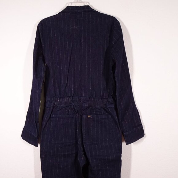 Lee Union-Alls Coverall Jumpsuit Women's Size XS Blue Metallic Pinstripe - Picture 7 of 12